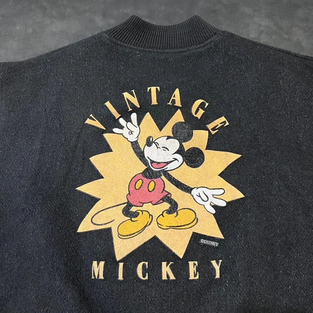 Disney Mickey Mouse Chalk Line Jacket Leather Varsity Bomber Wool USA made 1980s